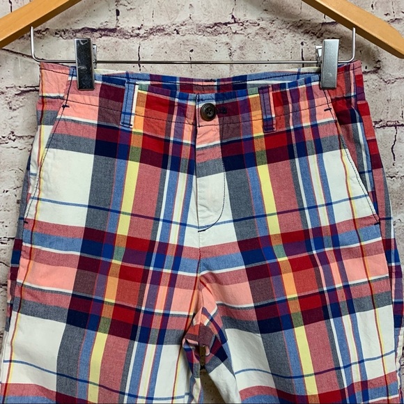 Lands End Red Check Cotton Chino Shorts - Picture 3 of 9